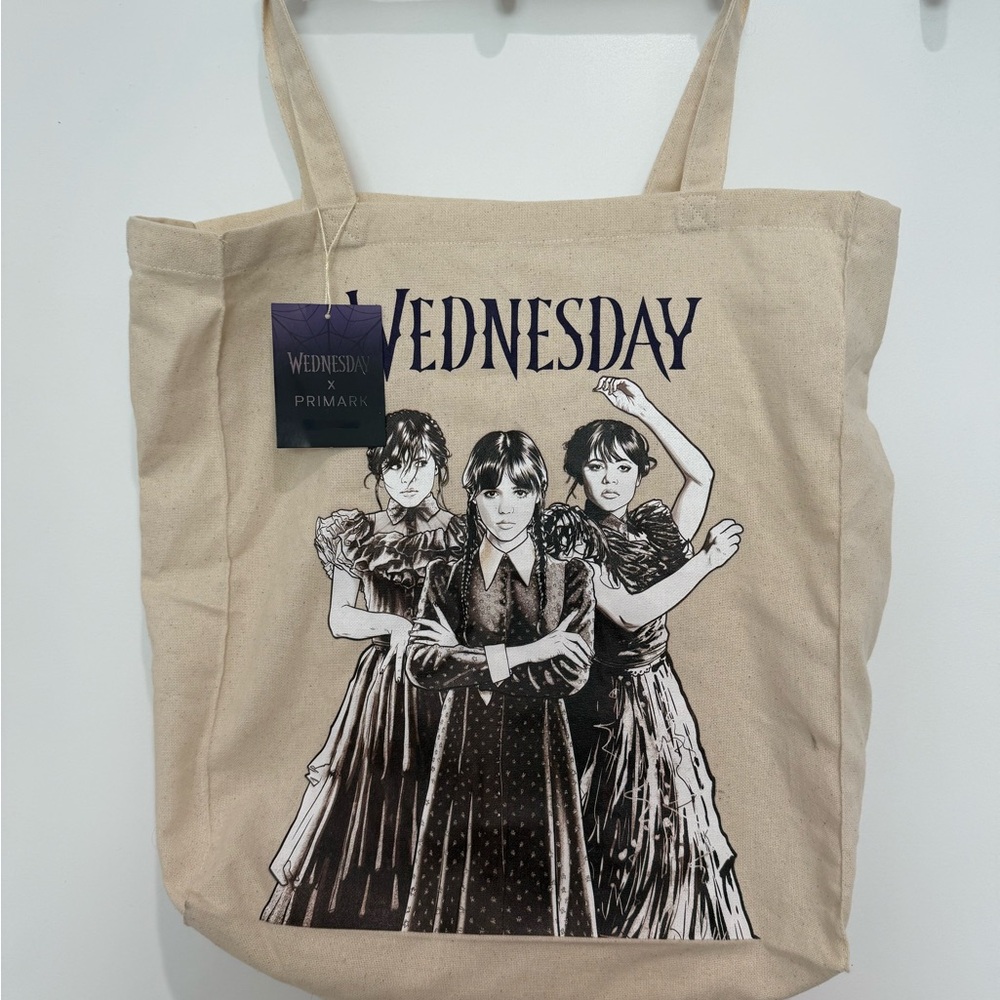 Primark Beige Tote Bag with Wednesday Print